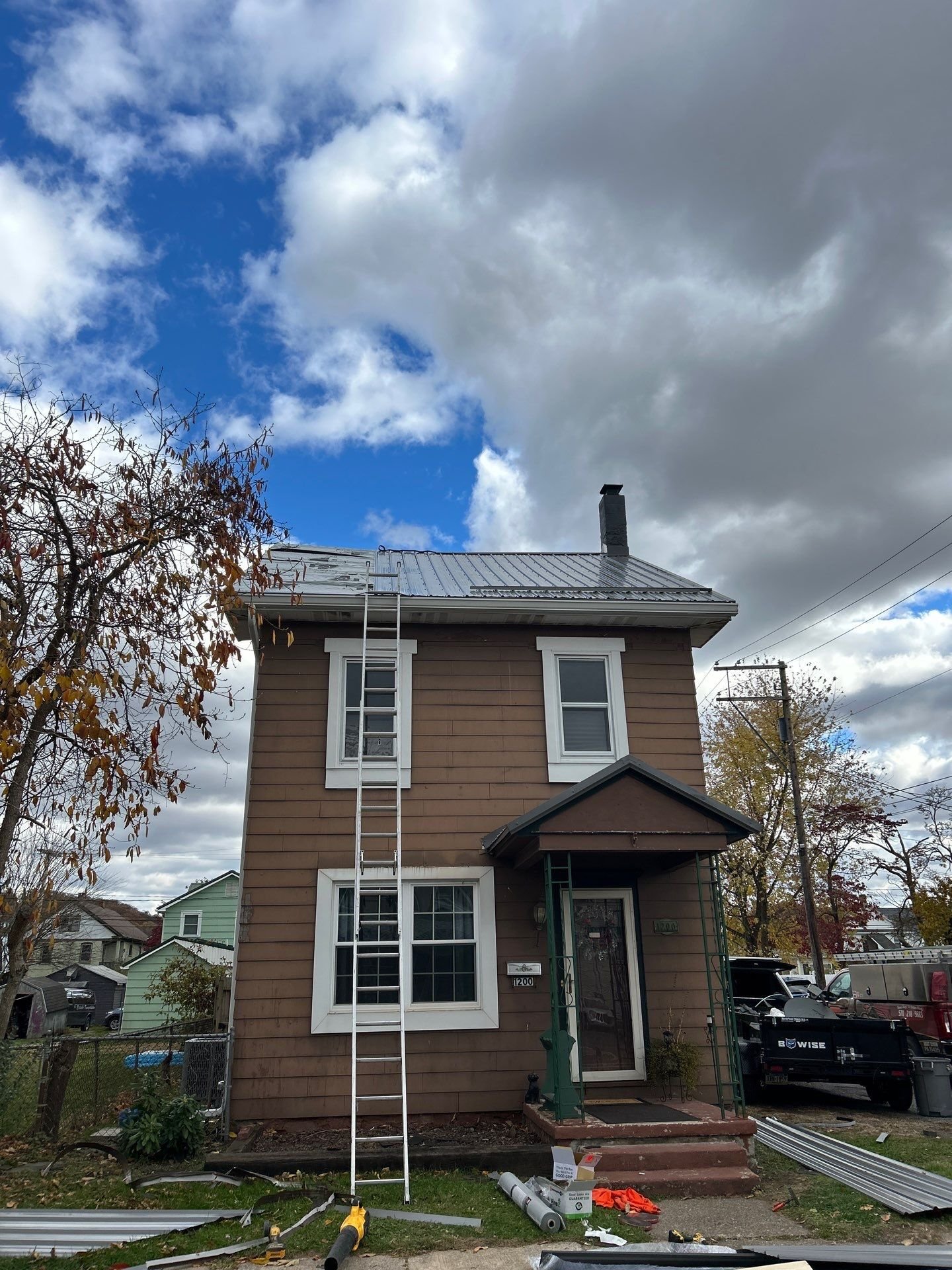 New metal roof in progress for Sunbury, PA home