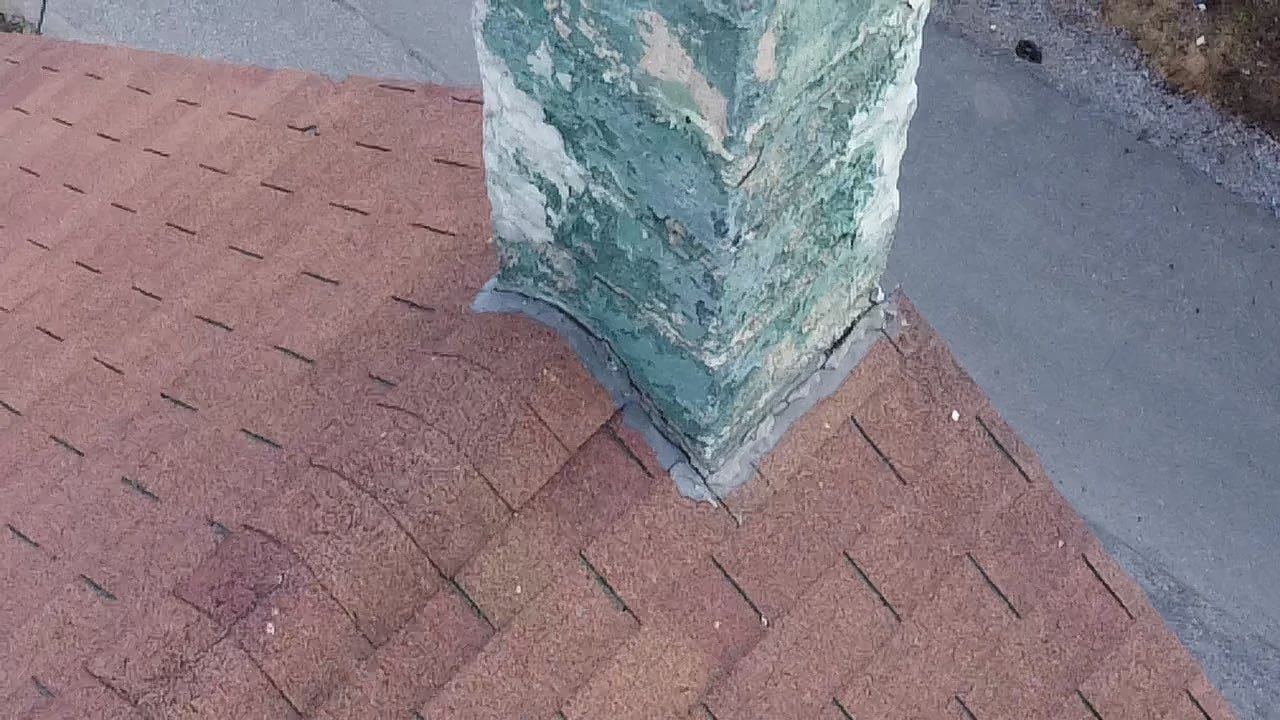 Old flashing on chimney for Sunbury, PA home