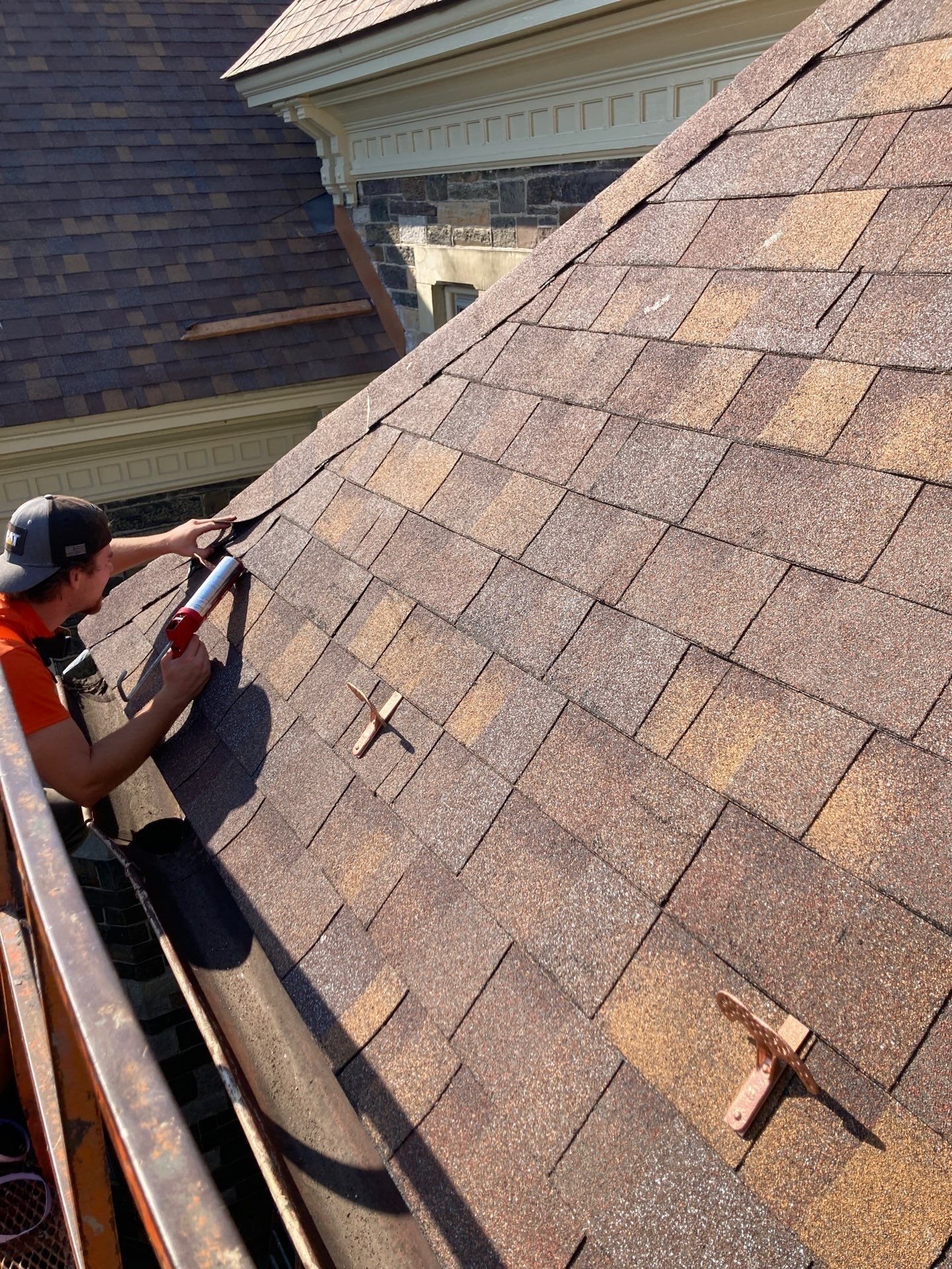 Roof installation in progress for historic home in Sunbury, PA