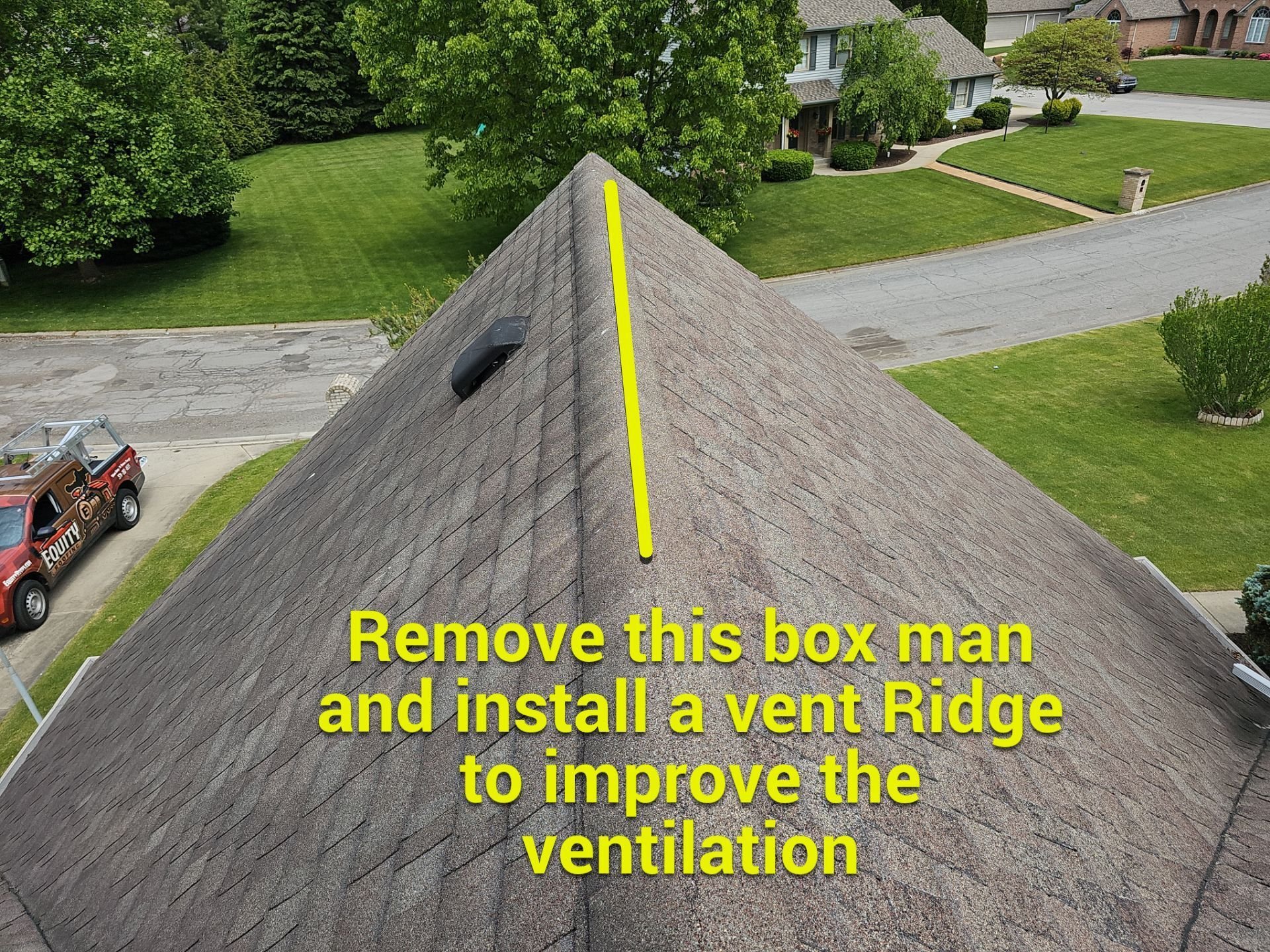 New vent ridge needed for roof on Granger, Indiana home