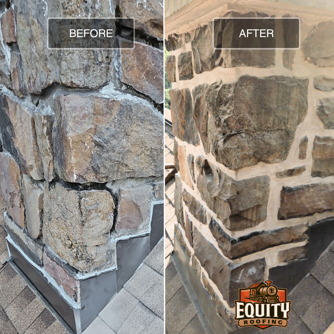 Before and after chimney mortar repair-1
