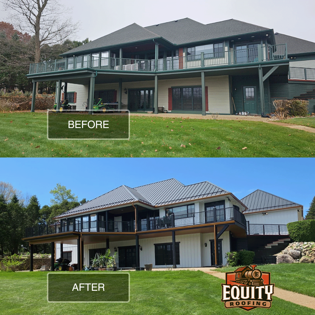 Before and after standing seam metal roof replacement in Niles, Michigan (2)-1