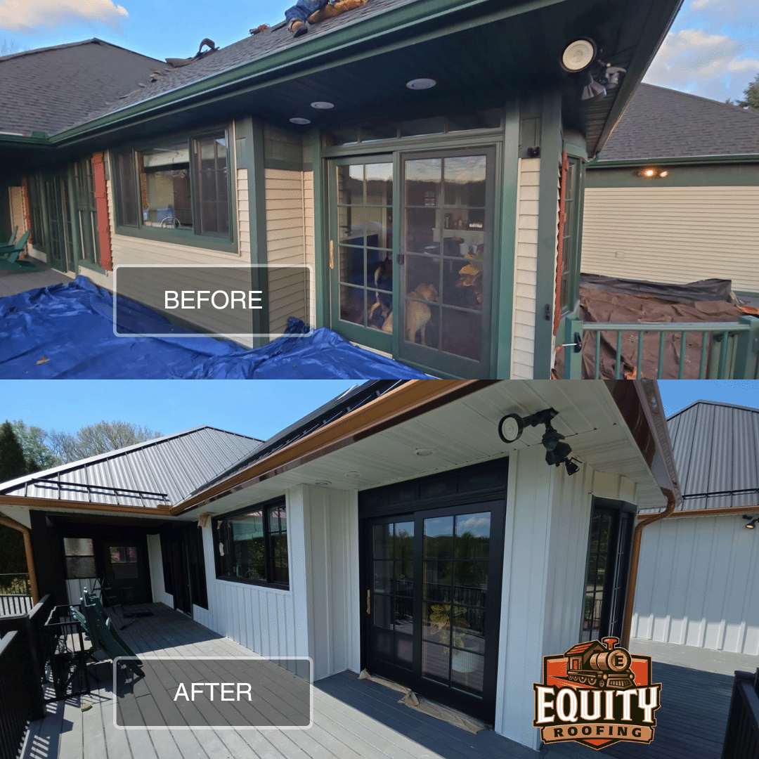 Before and after standing seam metal roof replacement in Niles, Michigan (3)-1