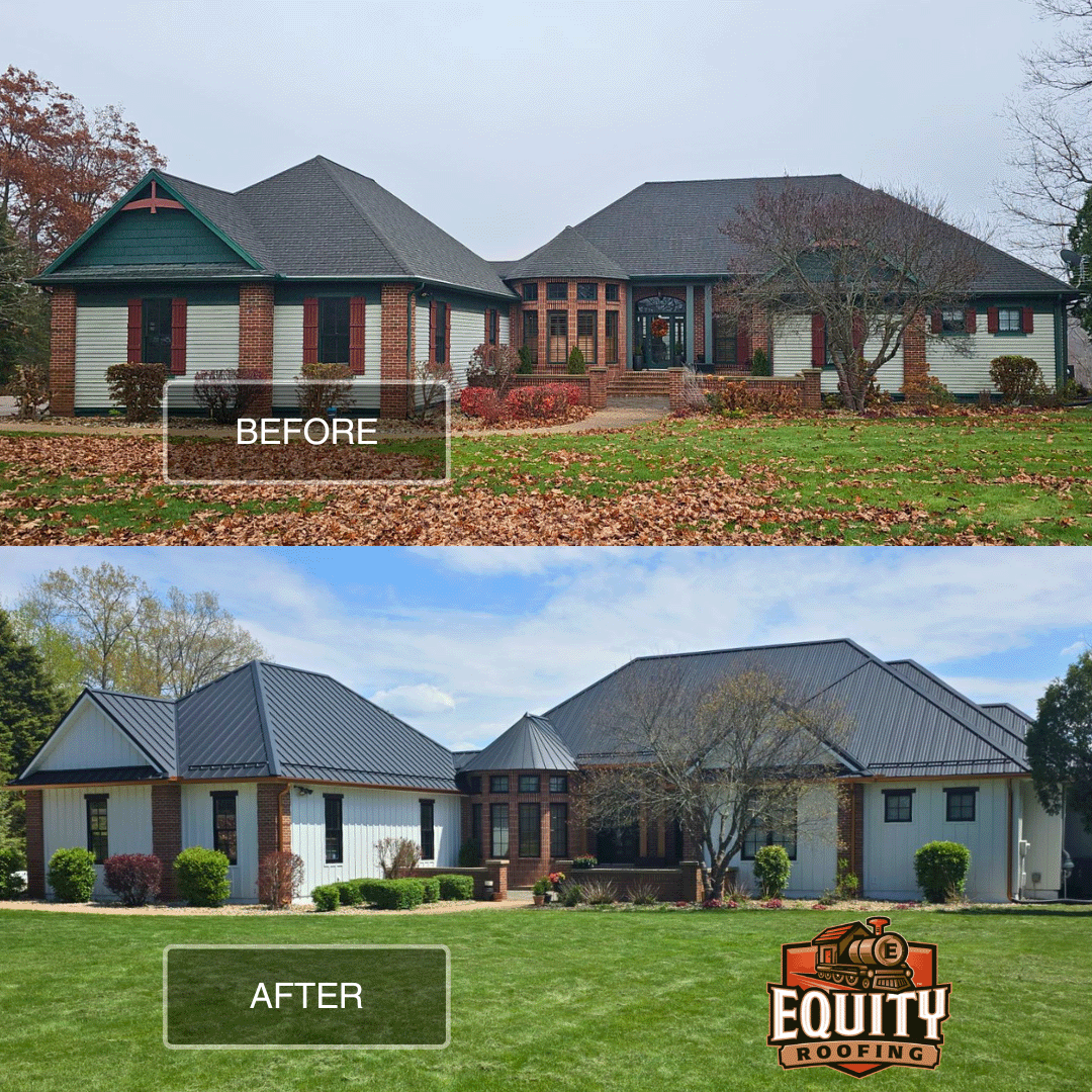 Before and after standing seam metal roof replacement in Niles, Michigan-2