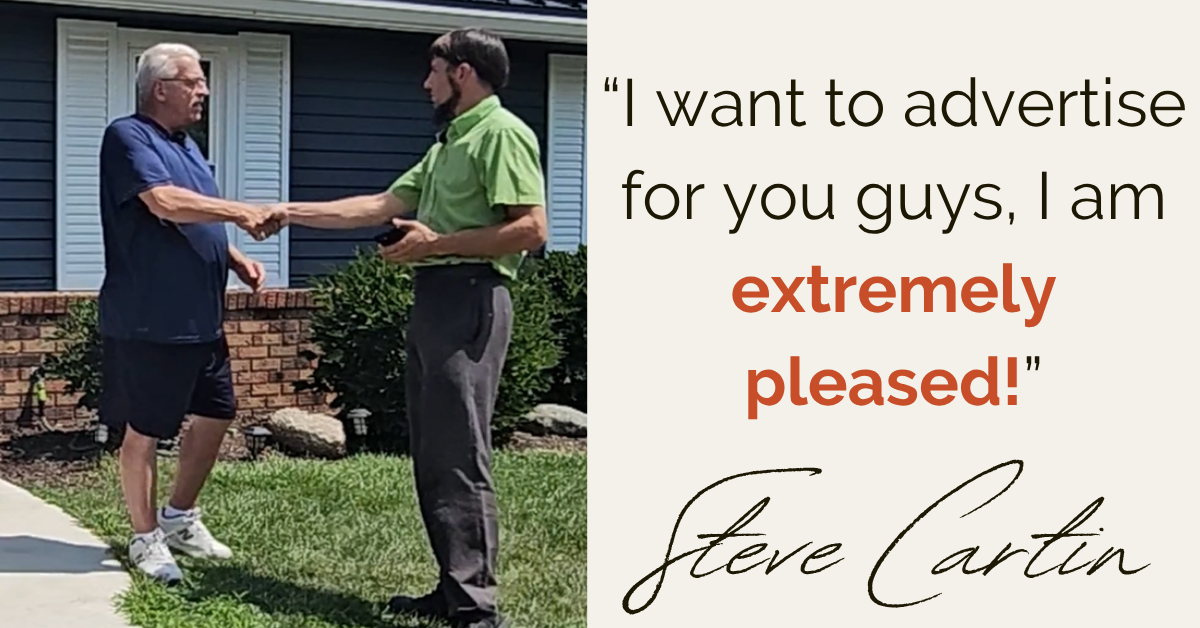 Steve Cartin testimonial for Equity Roofing in Indiana