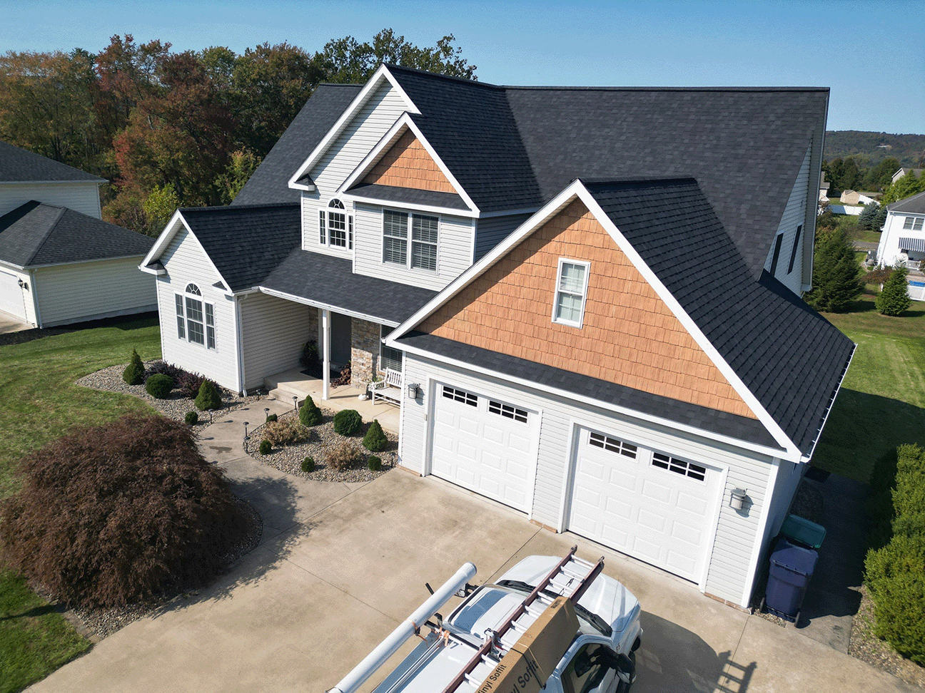 Danville PA home roof replacement using Owens Corning Oakridge shingles in Onyx Black