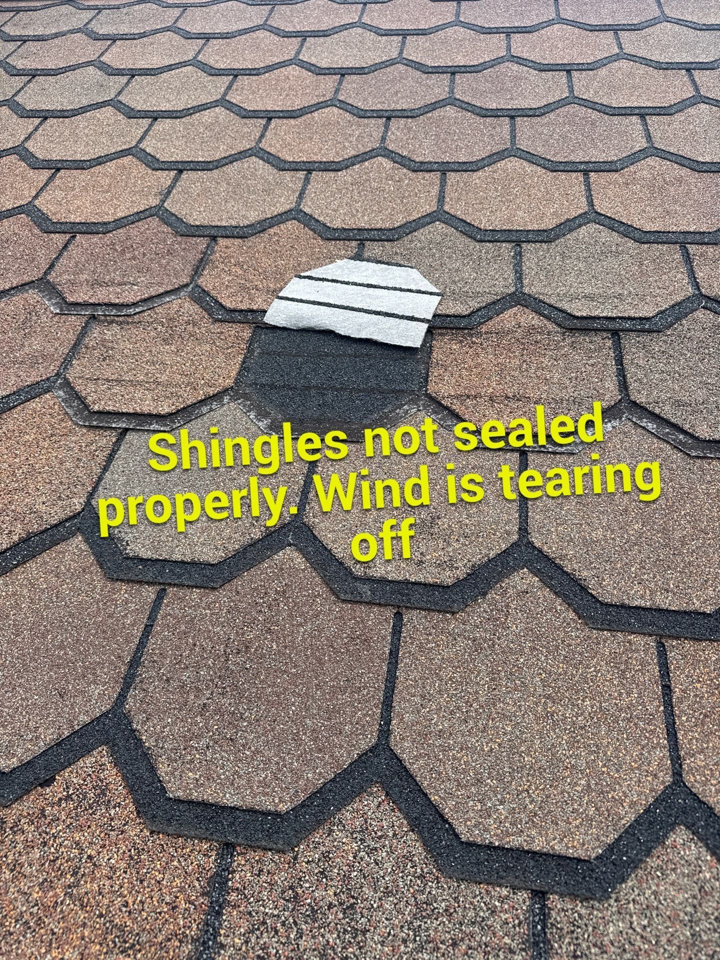 Improperly sealed CertainTeed shingles on Muncy PA home