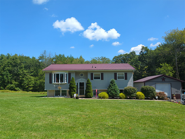 Mountain Top PA metal roof replacement with Burgundy textured panels