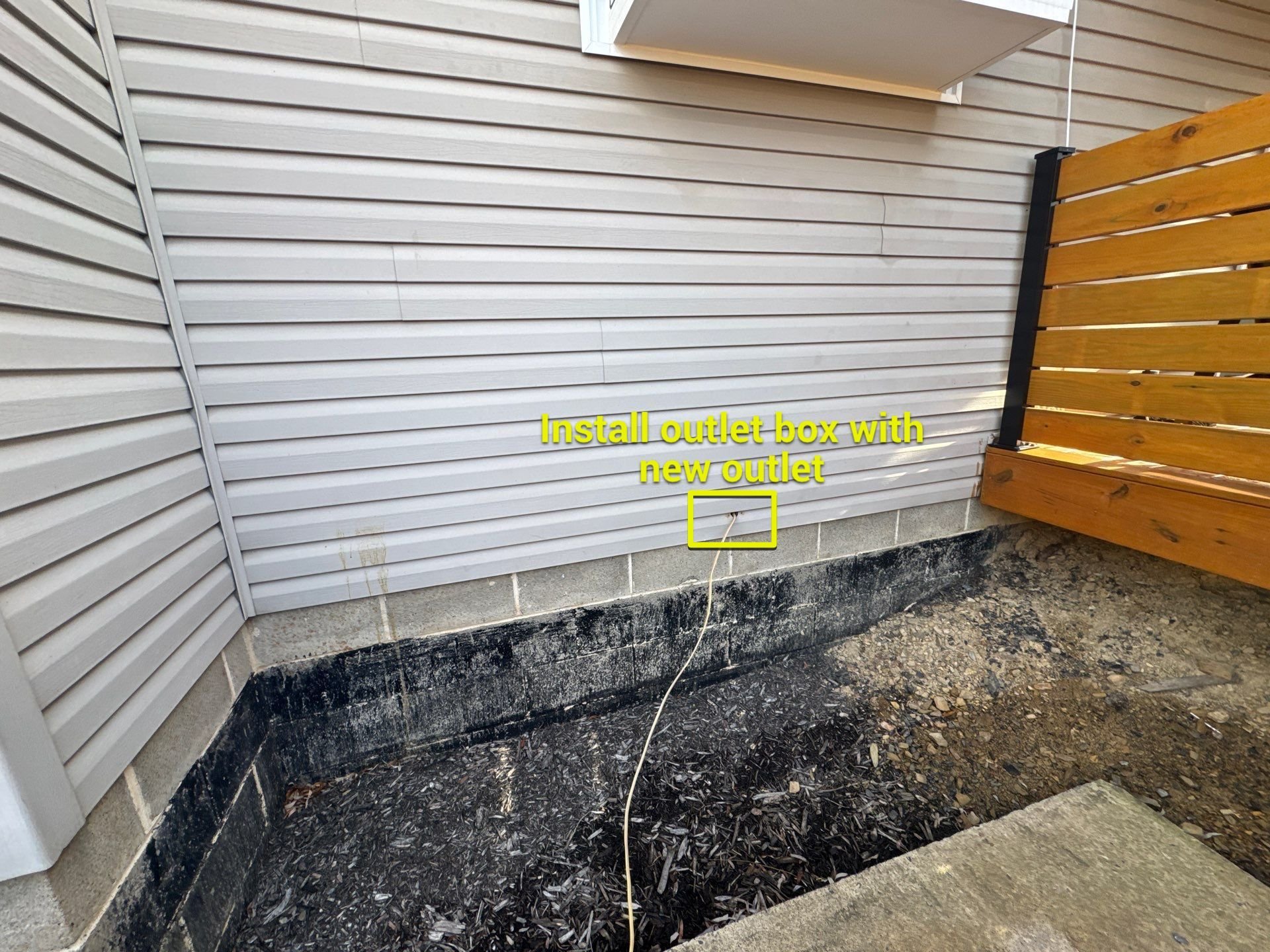New outlet box and outlet to be installed with siding replacement on Elysburg PA home