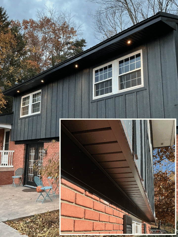 New soffit for Williamsport PA home with lights-1