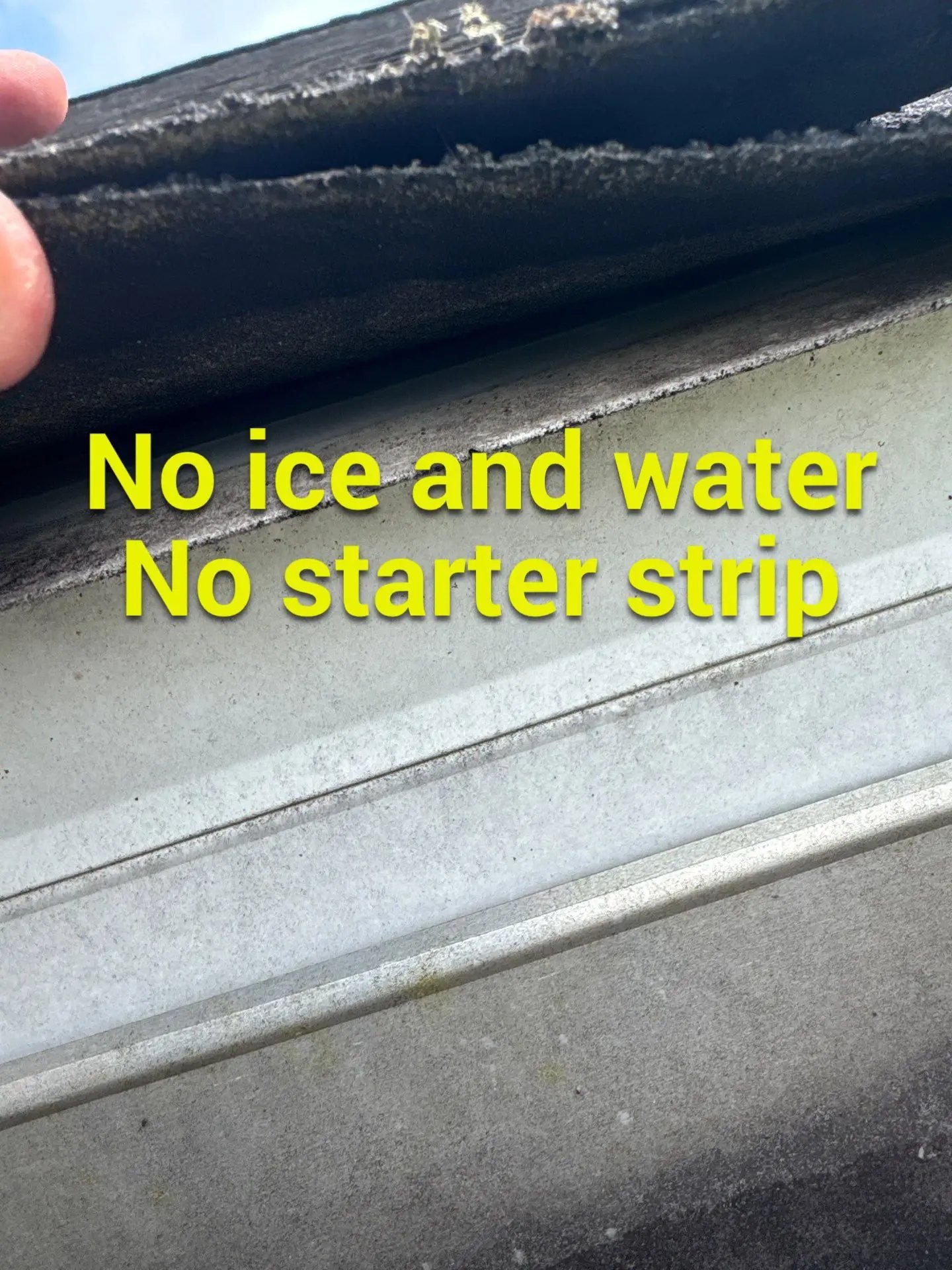 No ice and water or starter strip on old roof in New Columbia PA