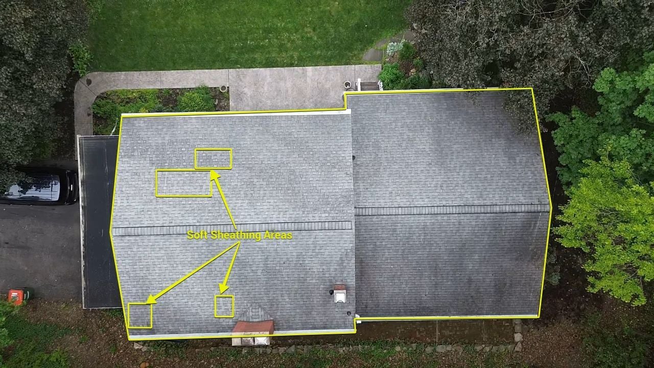 Soft sheathing areas on Williamsport PA roof