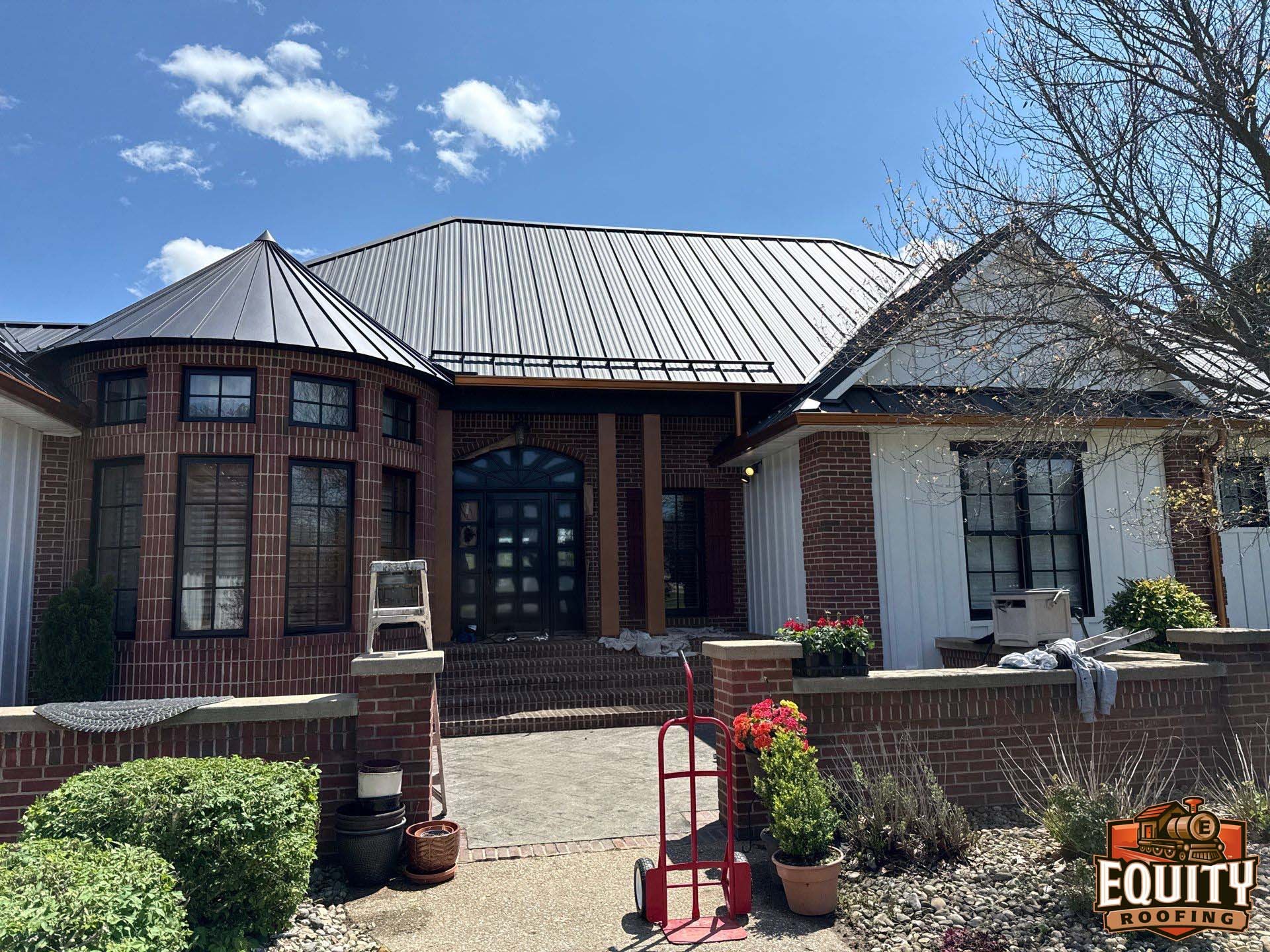 Standing seam metal roof on round roof in Michigan