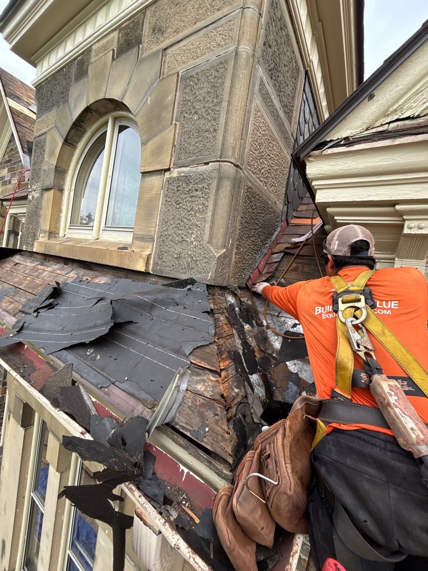 Roof installation in progress for historic home in Sunbury, PA