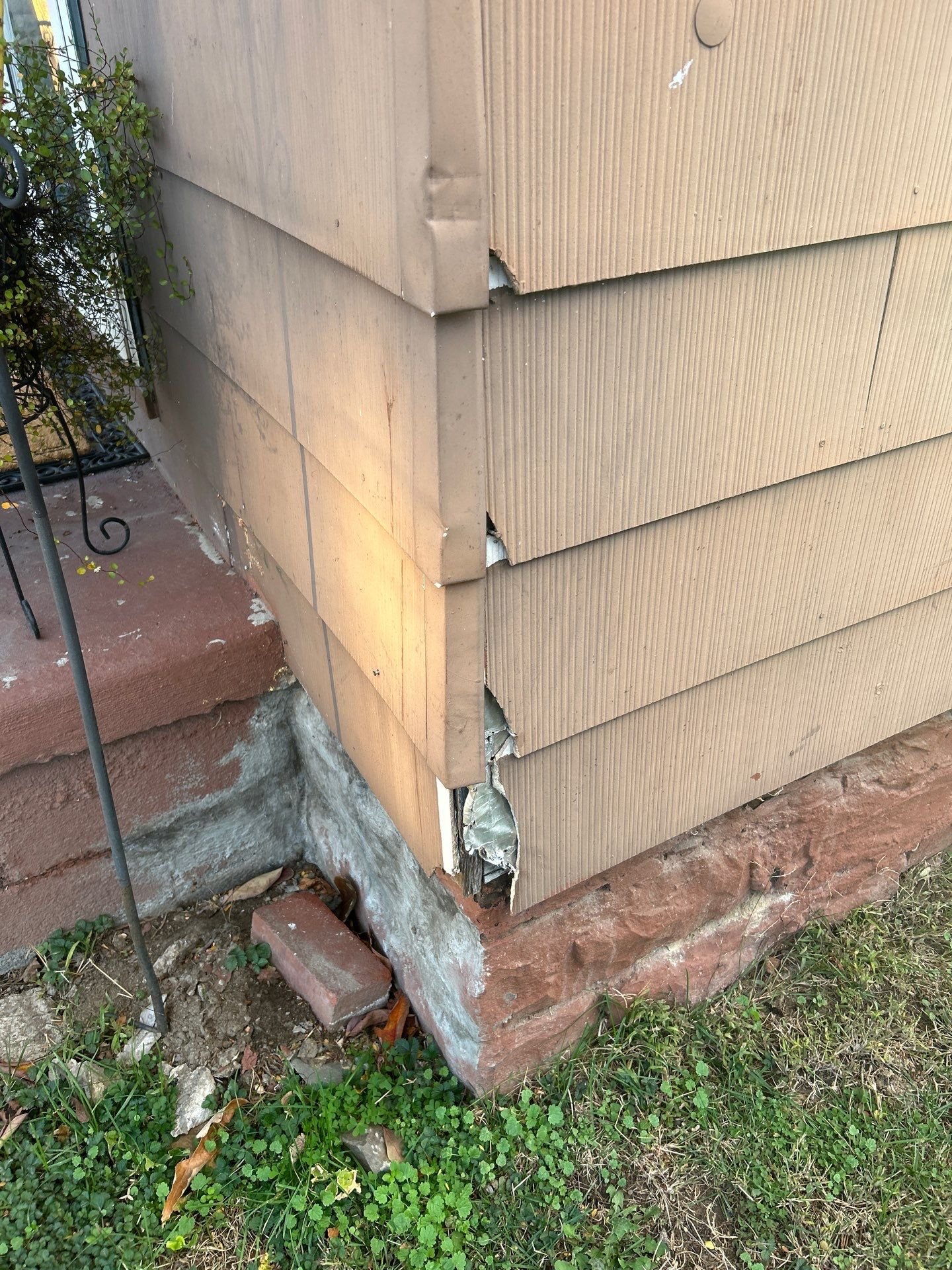 Damaged siding on corner lot home in Sunbury, PA