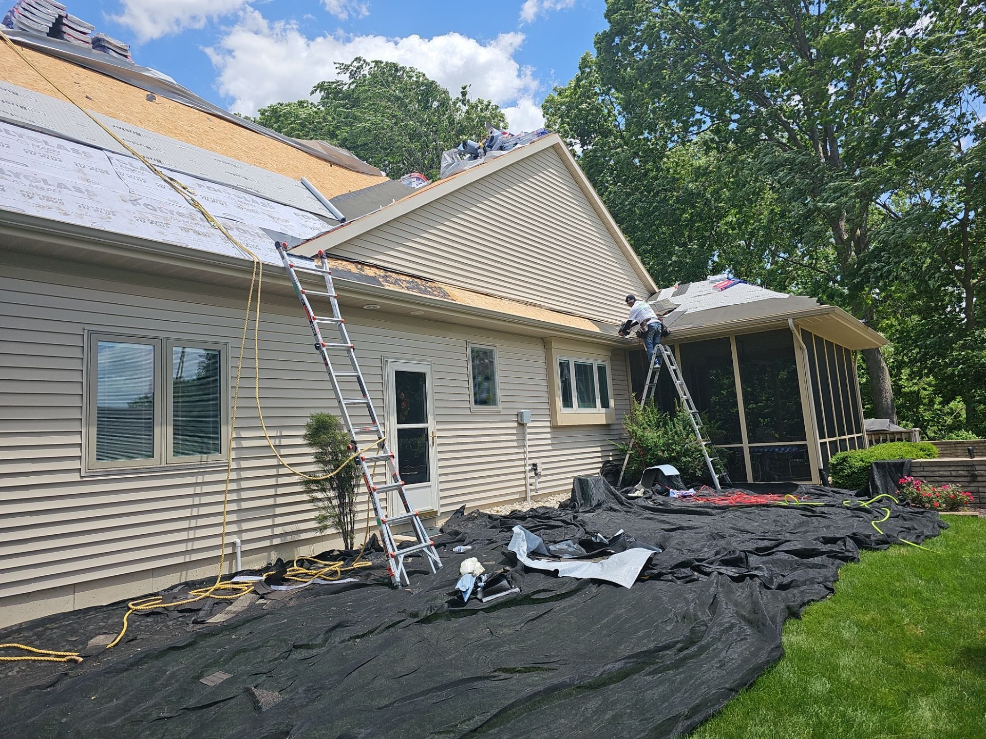 roof replacement in progress for HOA home in Mishawaka, Indiana