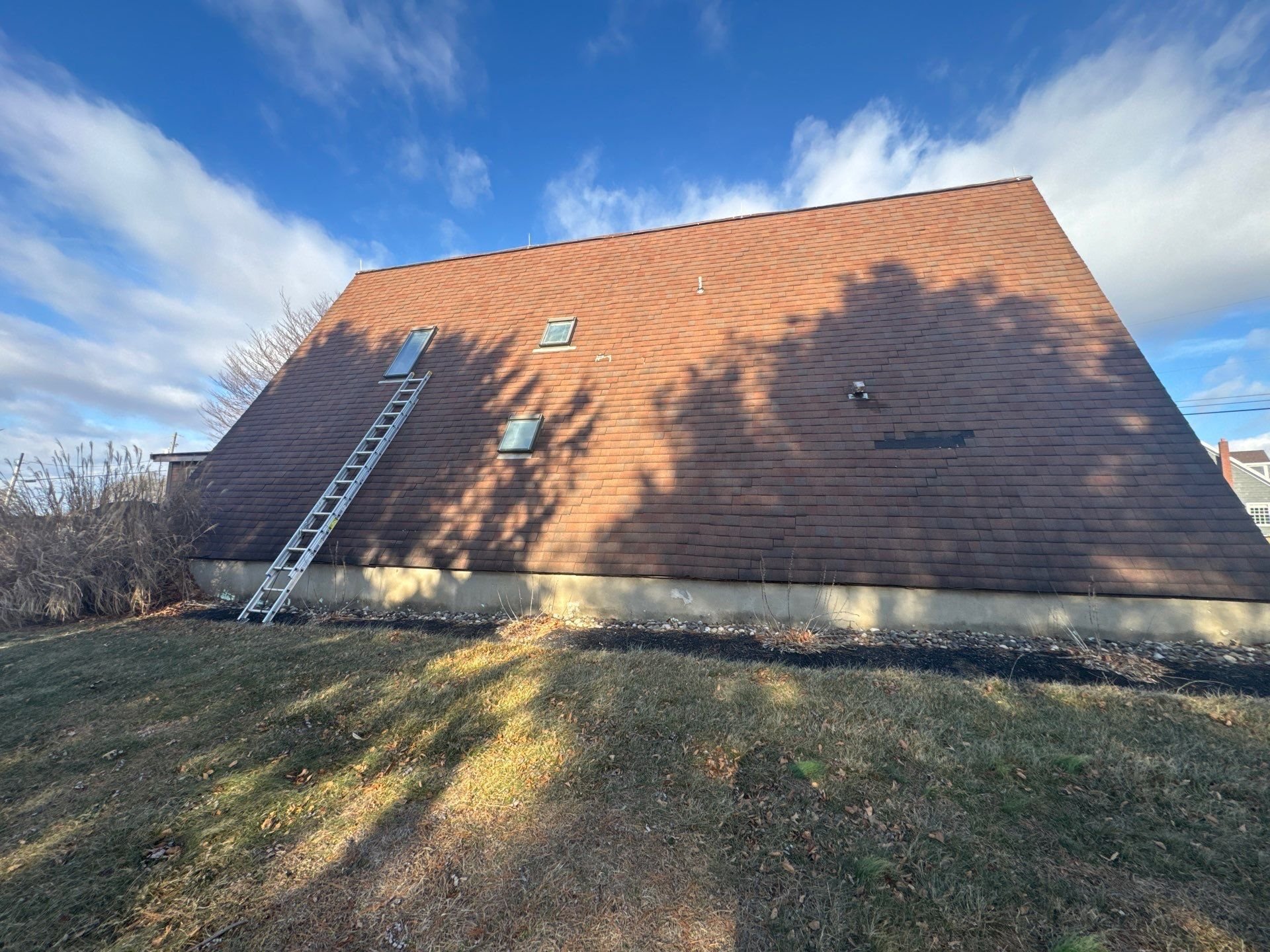 Middleburg A-Frame roof with missing shingles