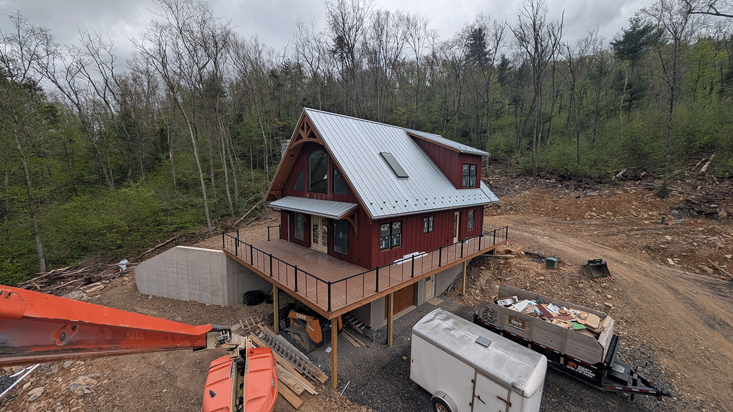 unpainted standing seam metal roof on new build in PA